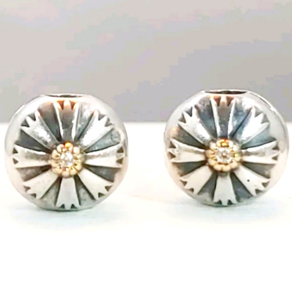 Pandora Accessories - PAIR of Pandora clips 14K accent retired "Flower friendship "